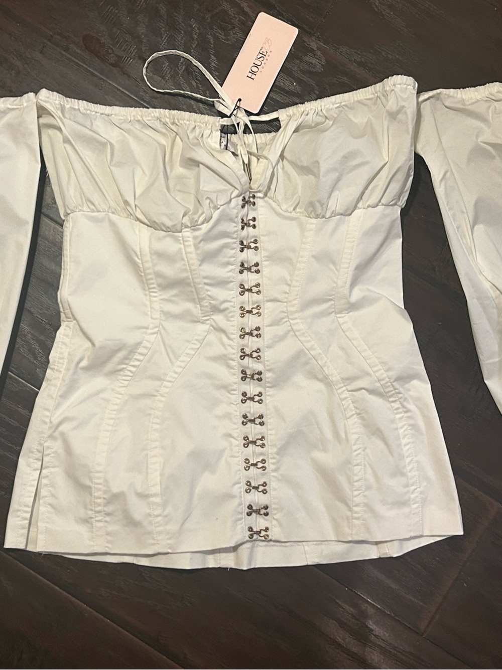 House of CB Off-White Puff Sleeve top